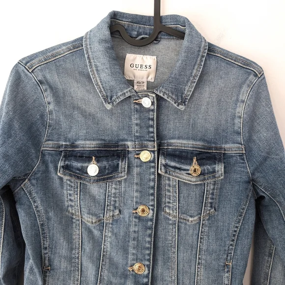 Guess Sexy Trucker Jeans Jacket Medium Wash ~ Size XS - Picture 3 of 11